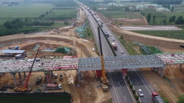 最新进展|日兰高速曲阜东互通立交钢箱梁主桥