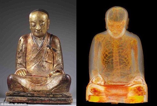 千年佛像内端坐打坐和尚 内脏被掏空(图)